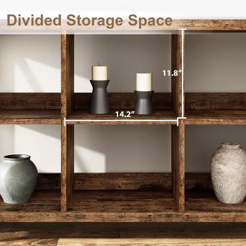8-Cube Horizontal Bookcase with Industrial Metal Frame