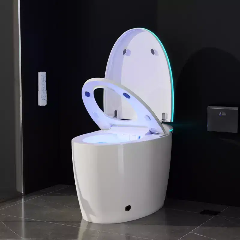 Smart Bidet Toilet with Auto Open/Close Lid & Seat, Foot Sensor Flush, Tankless One Piece Elongated, Heated Seat