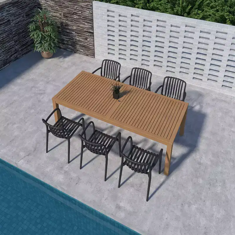 Amazonia Beijo 7pc Rectangular Outdoor Patio Dining Set Black