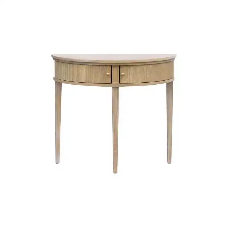 Farmhouse Demilune Storage Console Table in Reclaimed Wheat