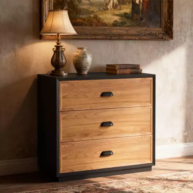 Luck Live Farmhouse Solid Wood 31.49 Vanity Table with 3 Storage Drawers