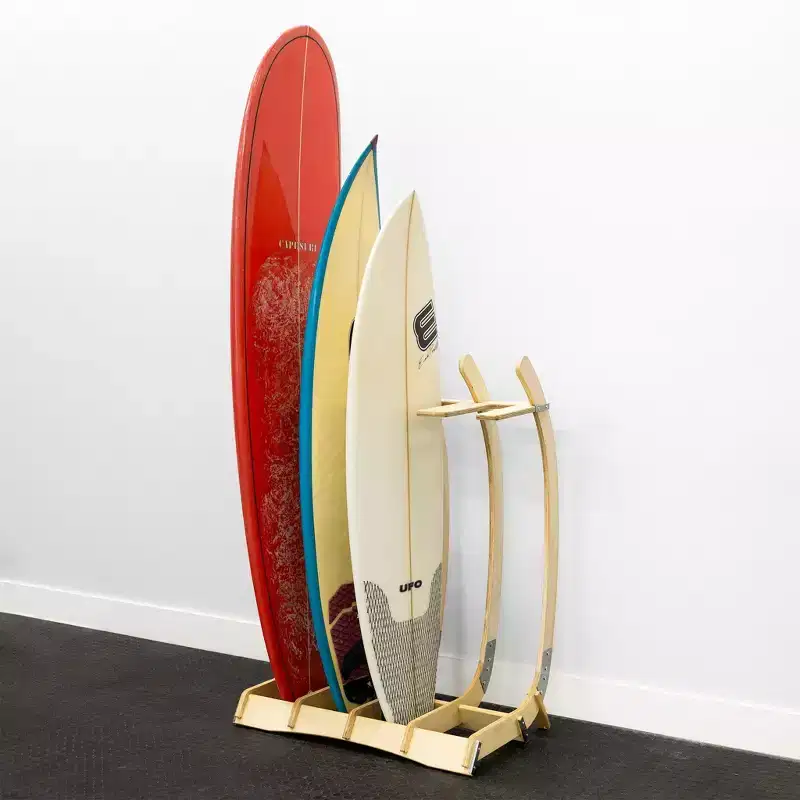 StoreYourBoard Big Sur Surfboard Storage Wood Stand | Holds 4 Surfboards