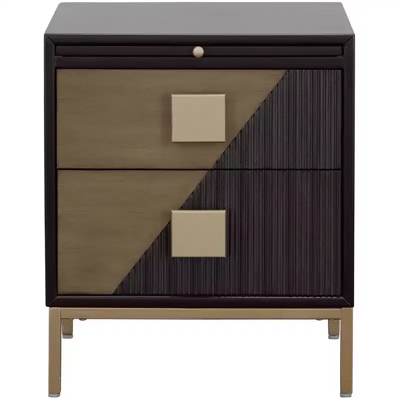 Coast to Coast Roma 20 Wide Black and Metallic 2-Drawer End Table