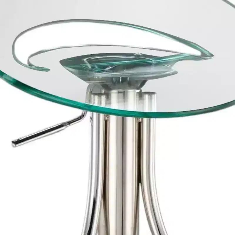 Clear and Silver Metal and Heavy Duty Plastic Low Back Adjustable Height Bar Chair
