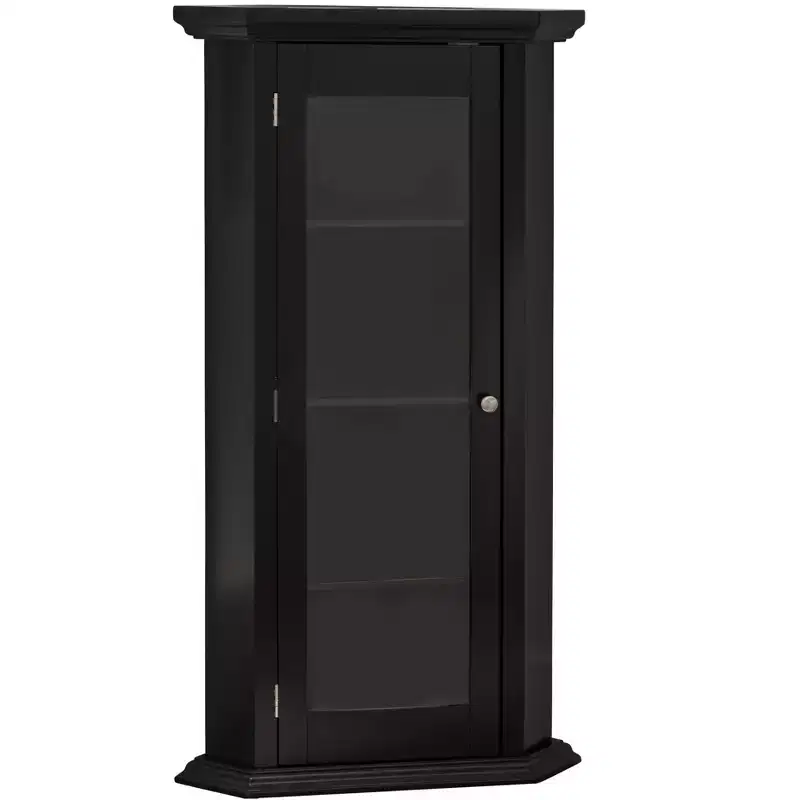 Kings Brand Furniture Cambridge Corner Curio Storage Cabinet with Glass Door