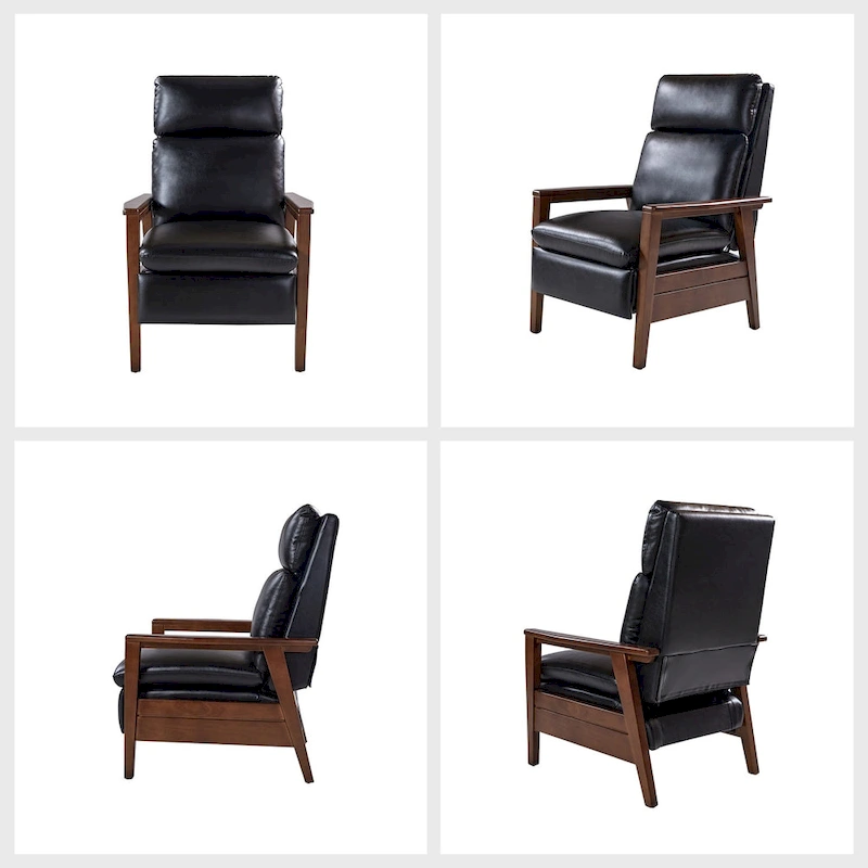Patrick Mid-century Vegan Leather Solid Wood Recliner by HULALA HOME