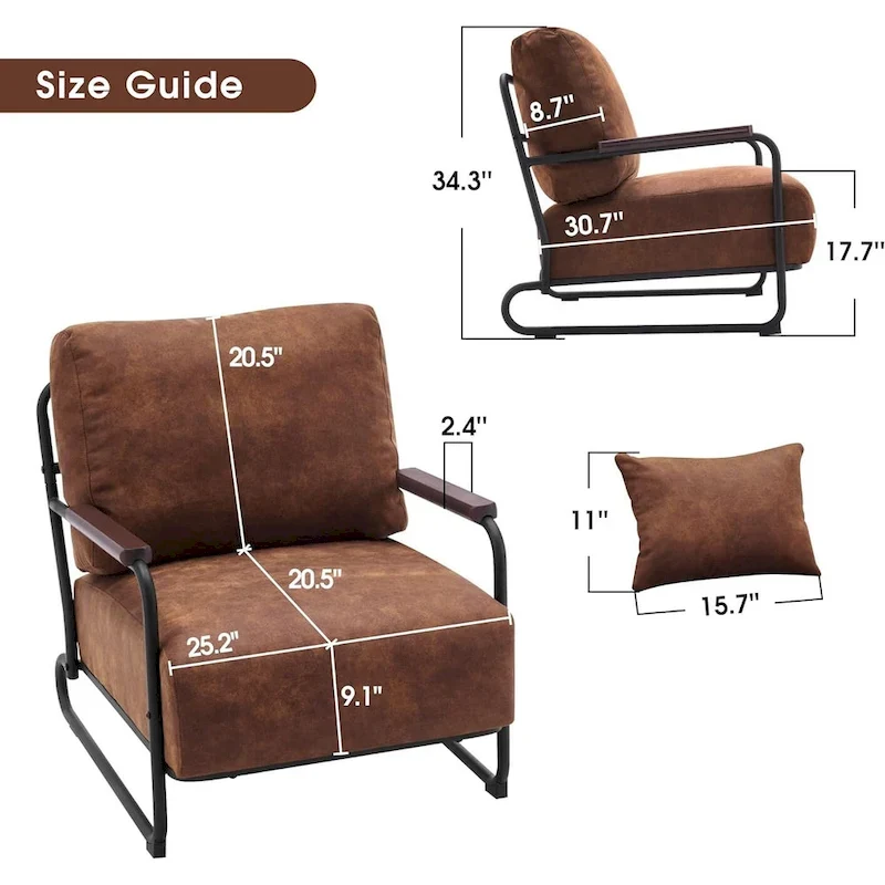 MCombo set of 2 Modern Accent Armchair with Steel Legs, Leathaire fabric HQ102