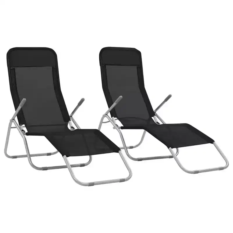 vidaXL Sun Lounger Set of 2 Powder-coated steel, Textilene Standard