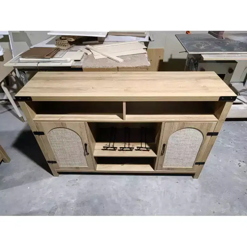 Wood MDF + PB Melamine Wine Cabinet, Large Capacity Storage