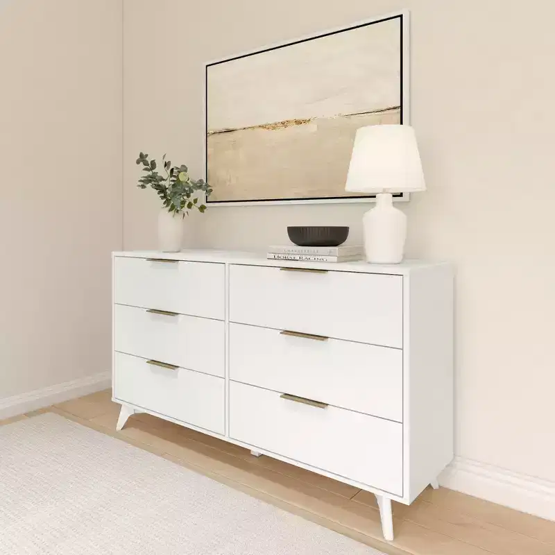 6 Drawer Dresser with Brass Handle