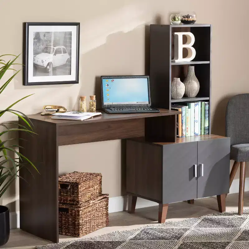 HomeStock 4.7 in.H White Color Wood Writing Desks with No Storage