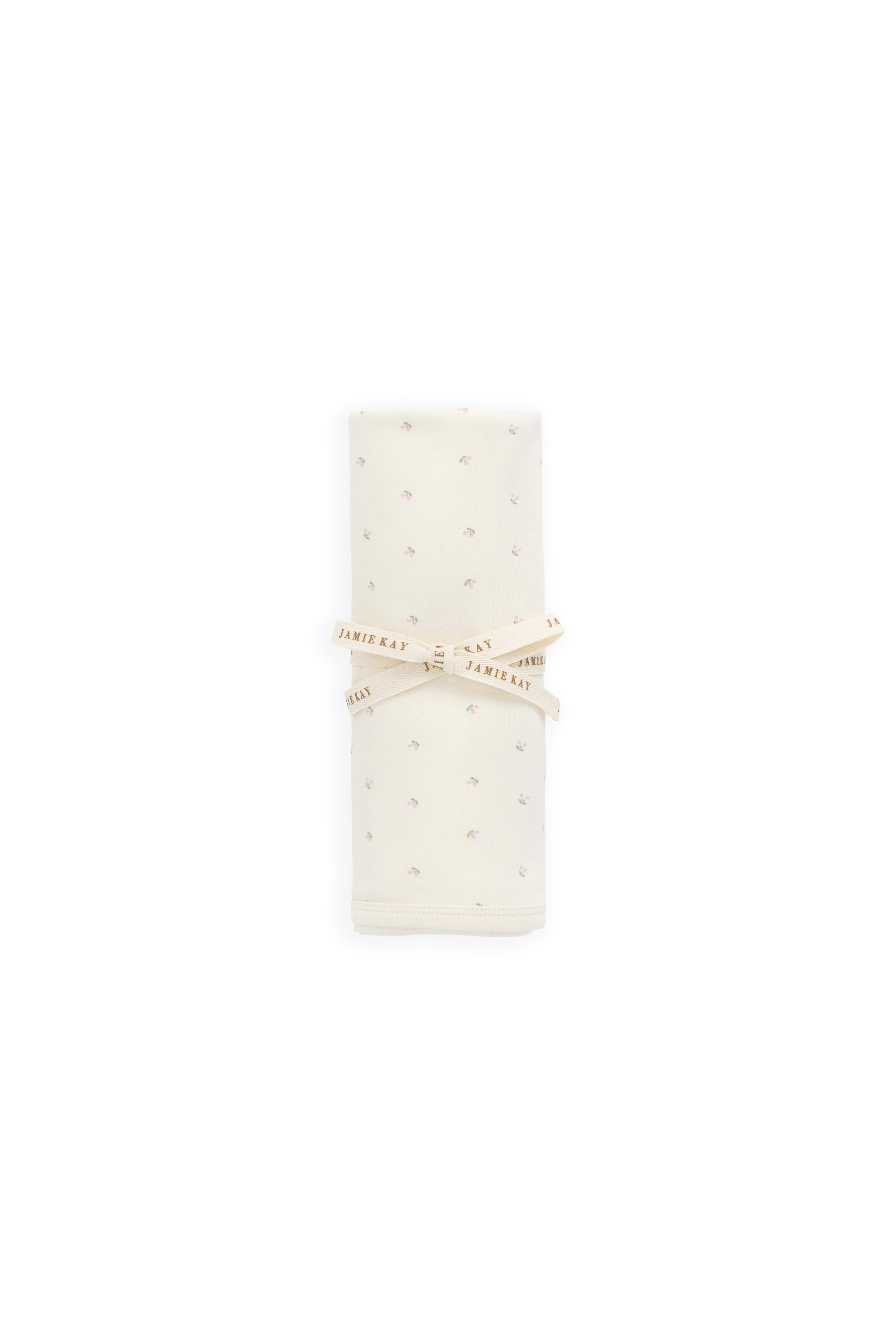 Delicate Cream Cherry-Print 100% Organic Cotton Baby Blanket for Nap Time & Stroller 39x39