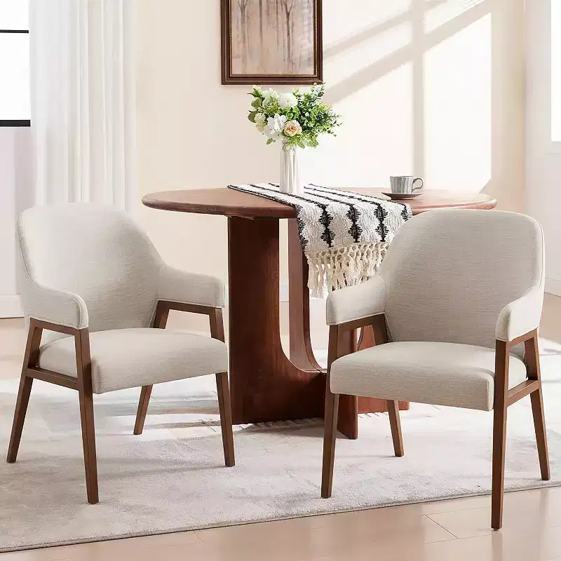 Christopher Knight Home Kyungsoo Modern Rubberwood Upholstered Dining Chairs with Armrests