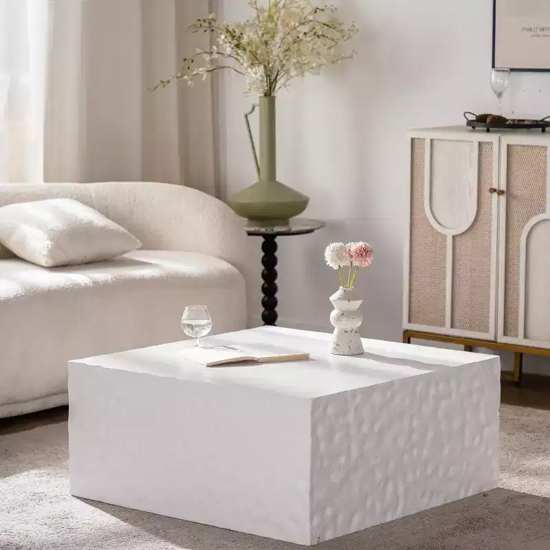 Square Coffee Table with Modern Color Combination for Living Room, No Assembly Needed