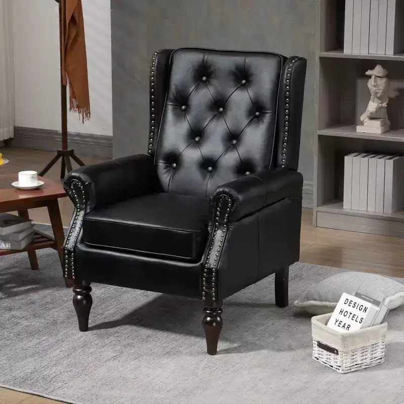 Wood Frame Armchair, Modern Accent Chair Lounge Chair with Sturdy Wood Legs for Living Room Bedroom