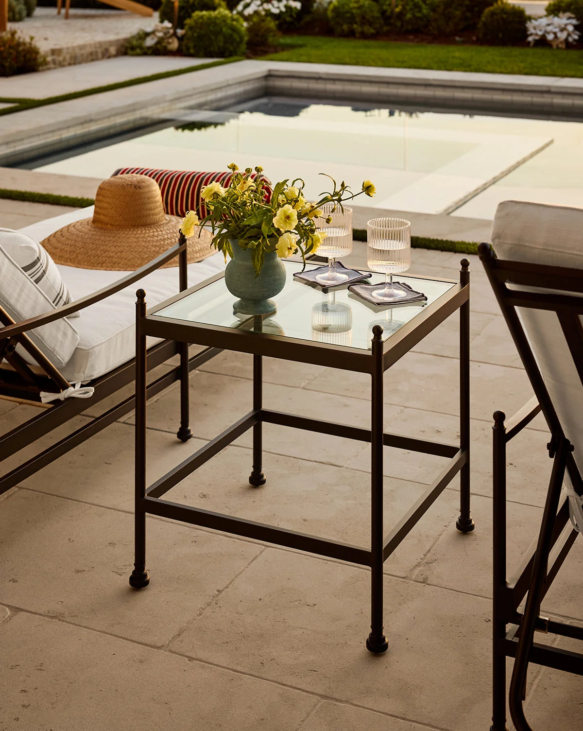 Coastal Outdoor Side Table with Natural Materials for Outdoor
