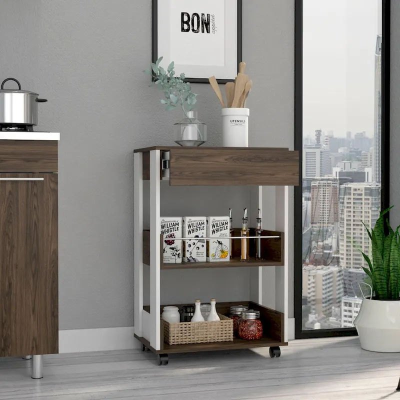 Verona 2-Tier Shelf and drawer kitchen cart