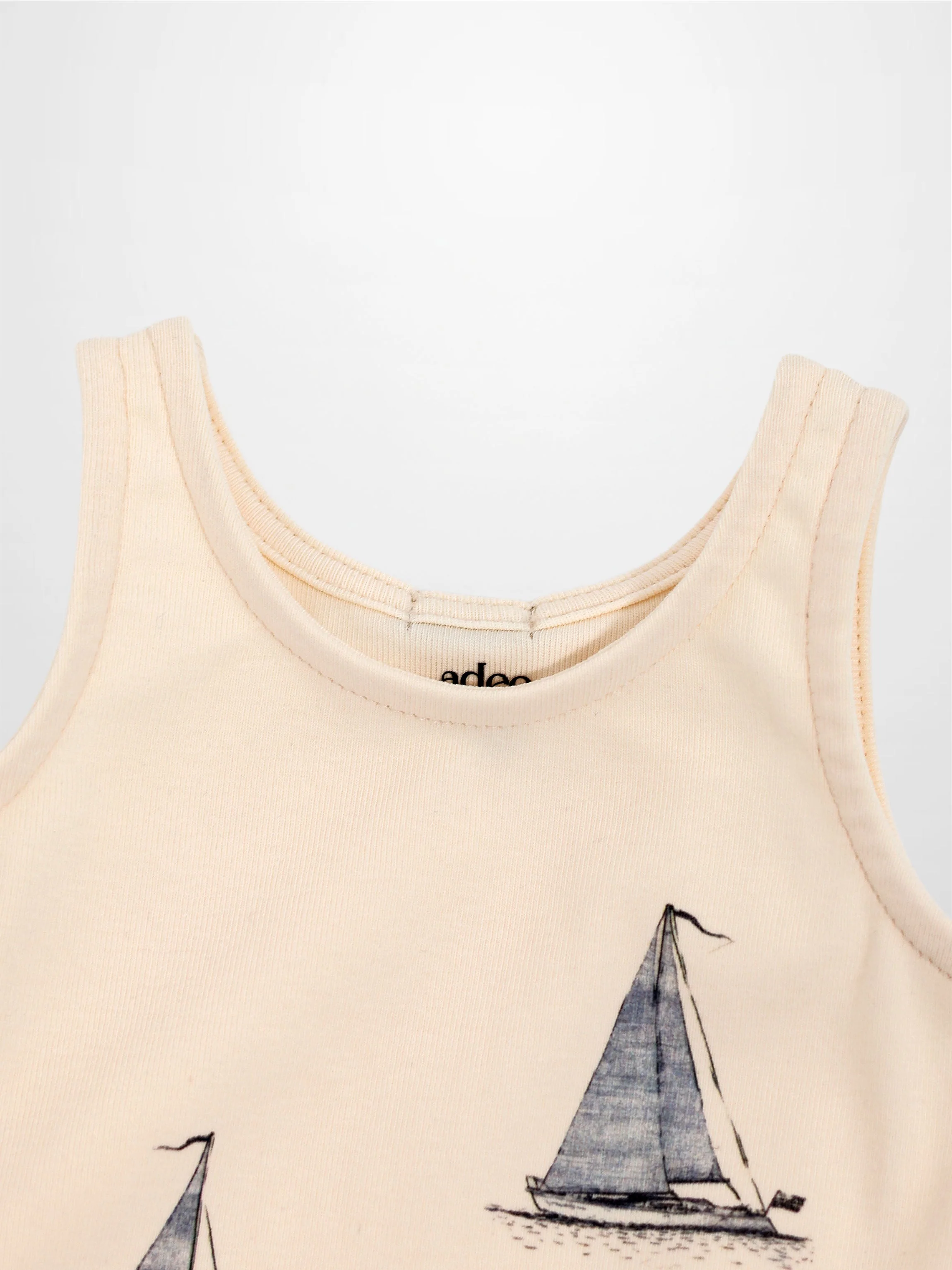 Sailboat Print Sleeveless Romper for Baby Boys