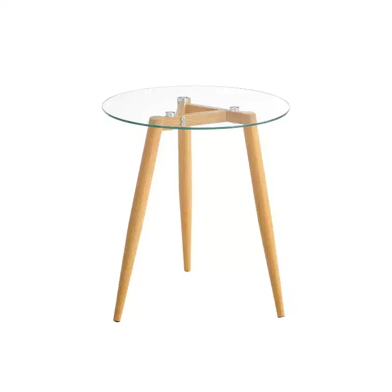 Van Beuren Round Mid-Century Modern Glass Top Side Table - Danya B.