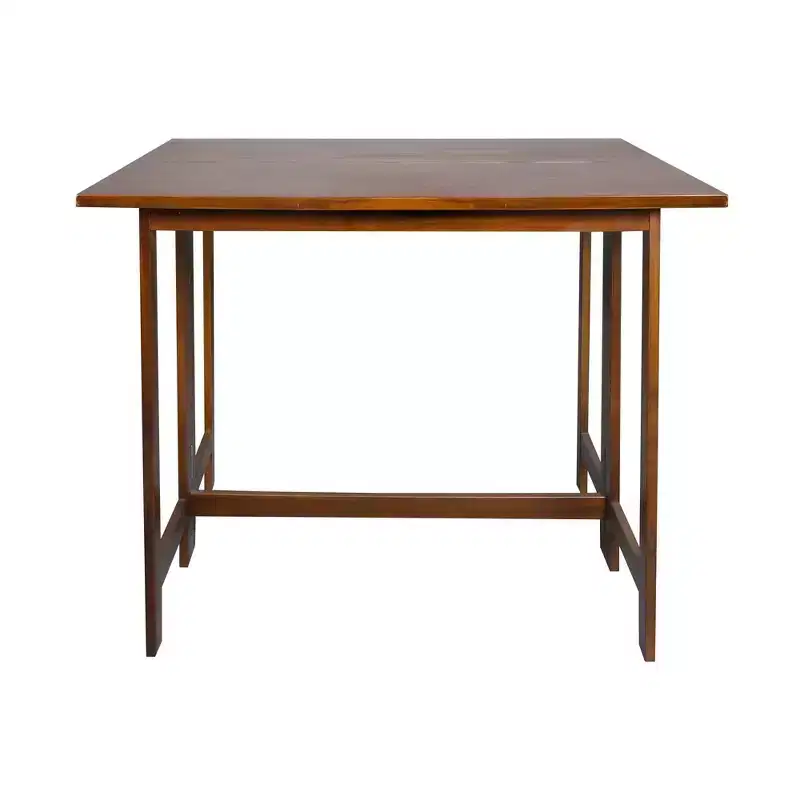 Solid Wood Folding Convertible Console and Dining Table Warm Brown