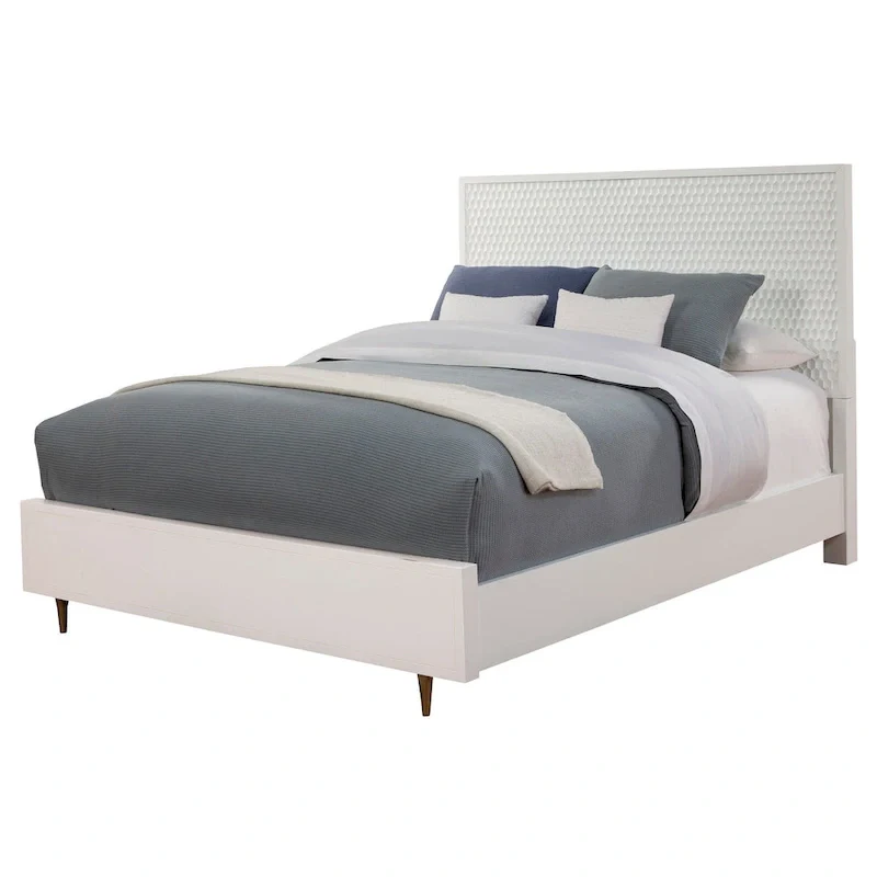 White Panel Bed with Textured Headboard