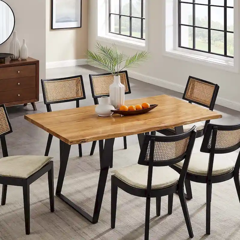 60 Live Edge Acacia Wood Dining Table - Black Natural