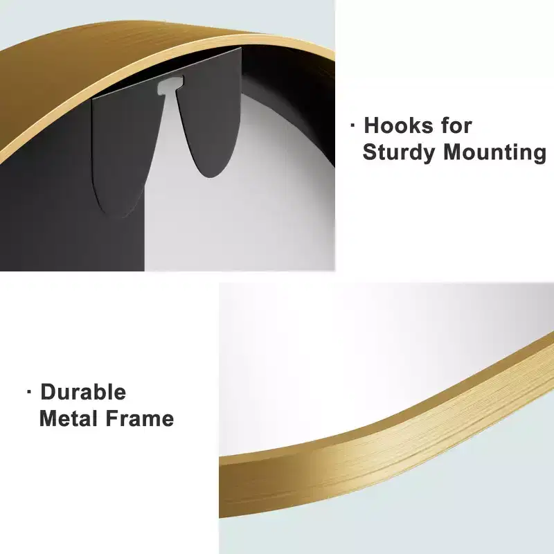 Aluminum Alloy Thin Edge Right Angle Arch-shaped Gold Hanging Mirror 96*66*2.8cm (Double-Sided Installation)