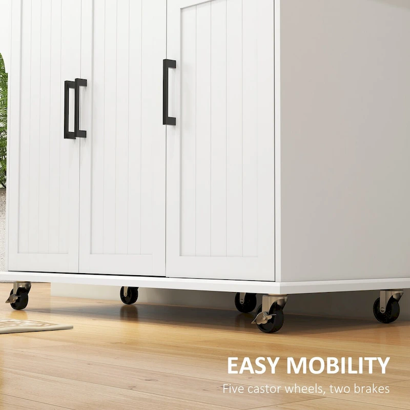Rolling Kitchen Cart with Drawer, Towel Rack and Adjustable Shelves
