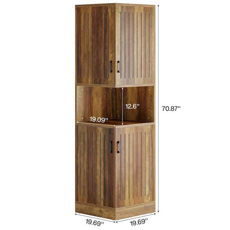70.87 Tall Corner Cabinet with Doors and 5 Storage Shelves - 19.69 W x 19.69 D x 70.87 H