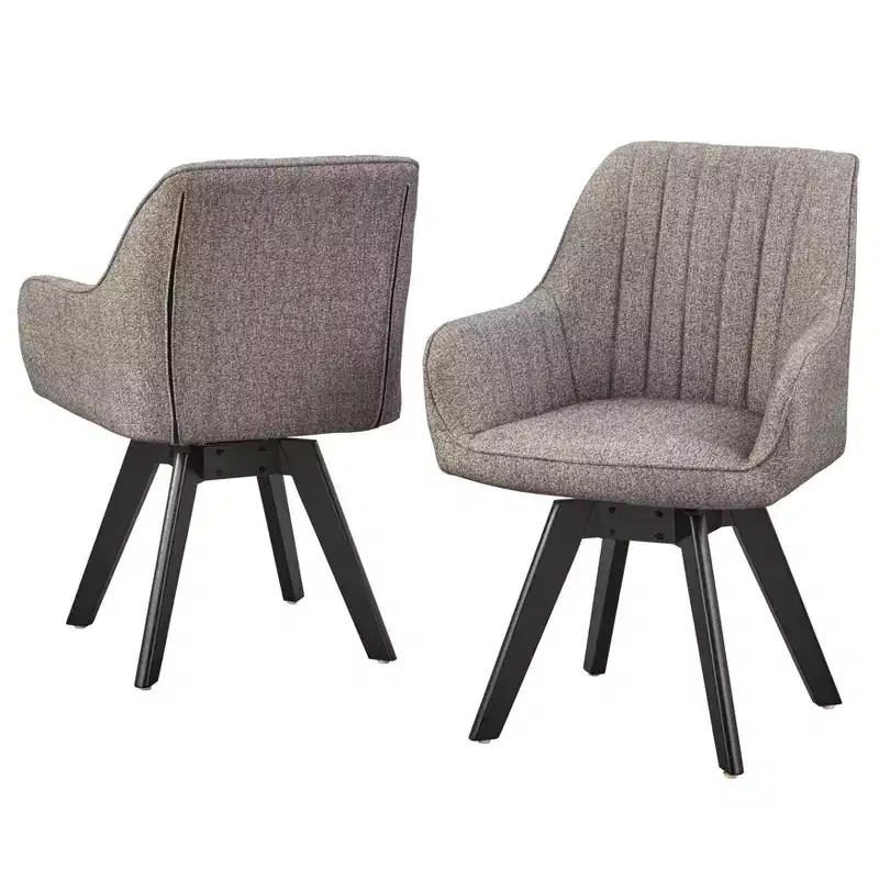 Phyllis Modern Swivel Chairs Gray: Mid-century Design, Rubberwood Frame, 250lb Capacity