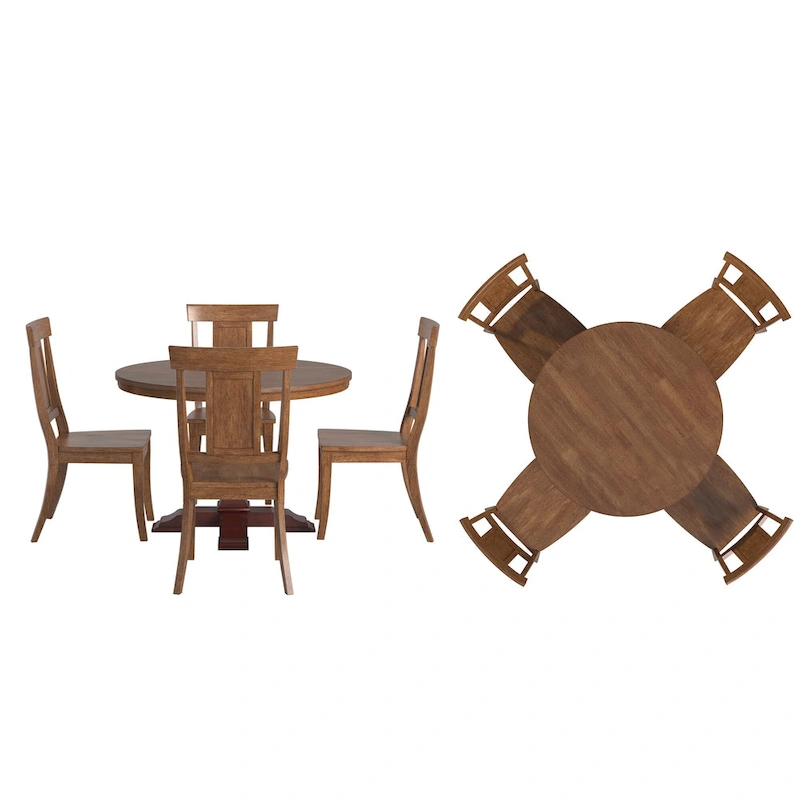 Ronda 45 Round Solid Wood Top Dining Set with Panel Back Chairs