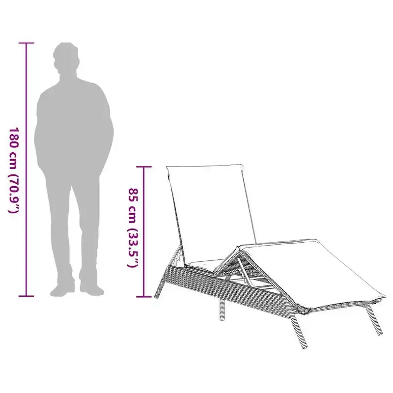 vidaXL Patio Sun Lounger PE rattan Extra Long Adjustable Footrests