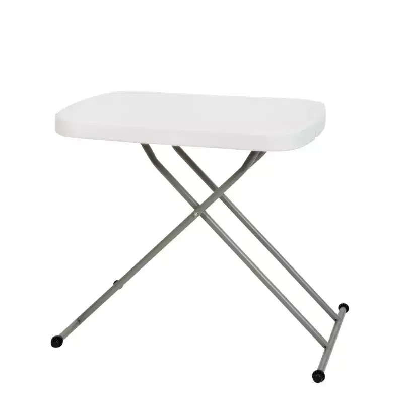 Height-Adjustable Plastic Folding TV Tray & Laptop Table, Granite White