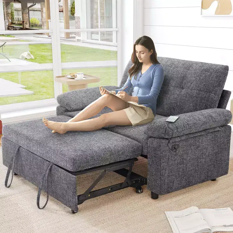Dyonery 3-in-1 Convertible Sofa Bed, Pull Out Sleeper Sofa with Adjustable Backrest