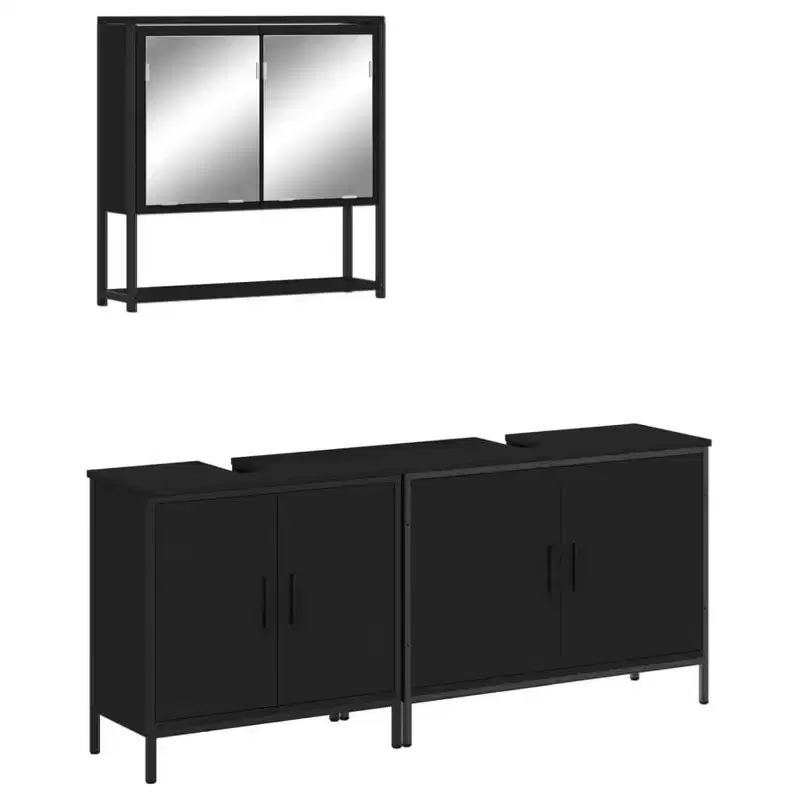 vidaXL Bathroom Furniture Set with Shelf 3 pcs Engineered wood Modern Design