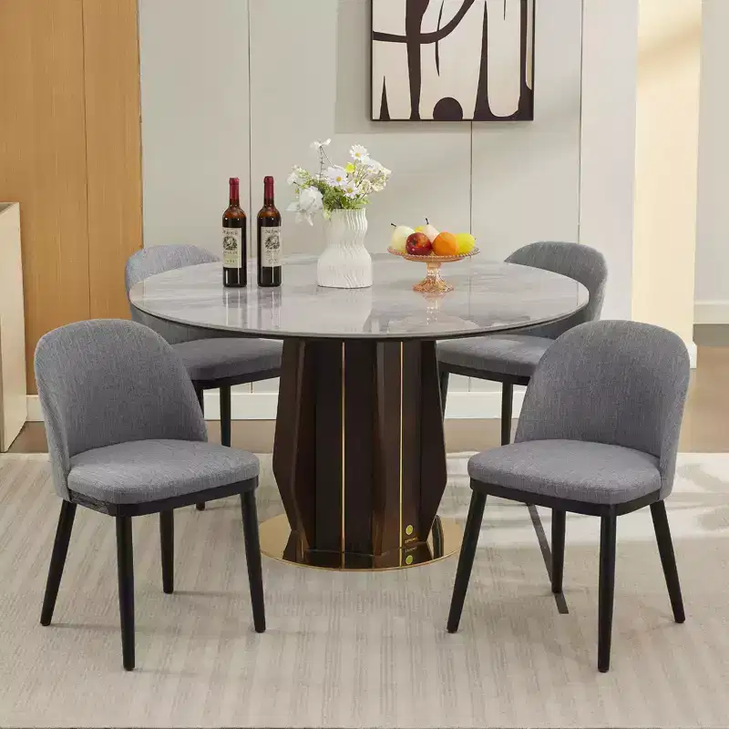 Set of 2 Upholstered Armless Dining Chairs with Curved Backrest