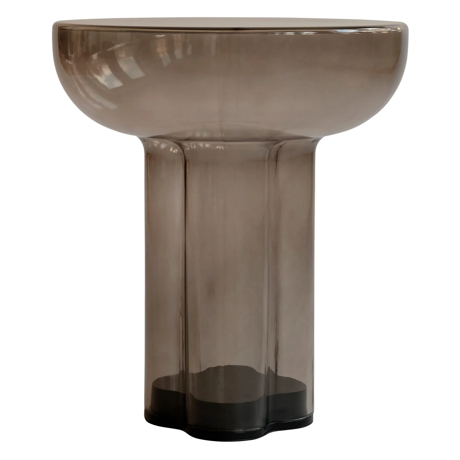 Brutalist Mouth-Blown Glass Tall Side Table with Cylindrical Column Legs for Living Rooms