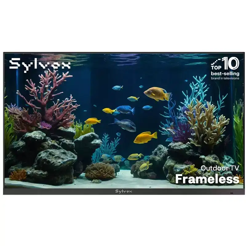SYLVOX Frameless Partial Sun Outdoor Smart TV, 55 Google TV with Dobly Atmos, 4K 1000nits IP56 All Waterproof TV for PatioFrameless Latest NEW)