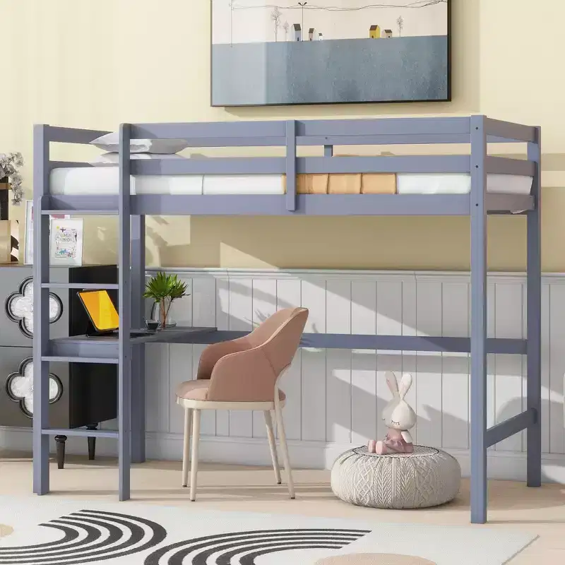 MAYEERTY Twin Bunk Bed Safety Rail No Box Spring Needed Solid Pine Wood