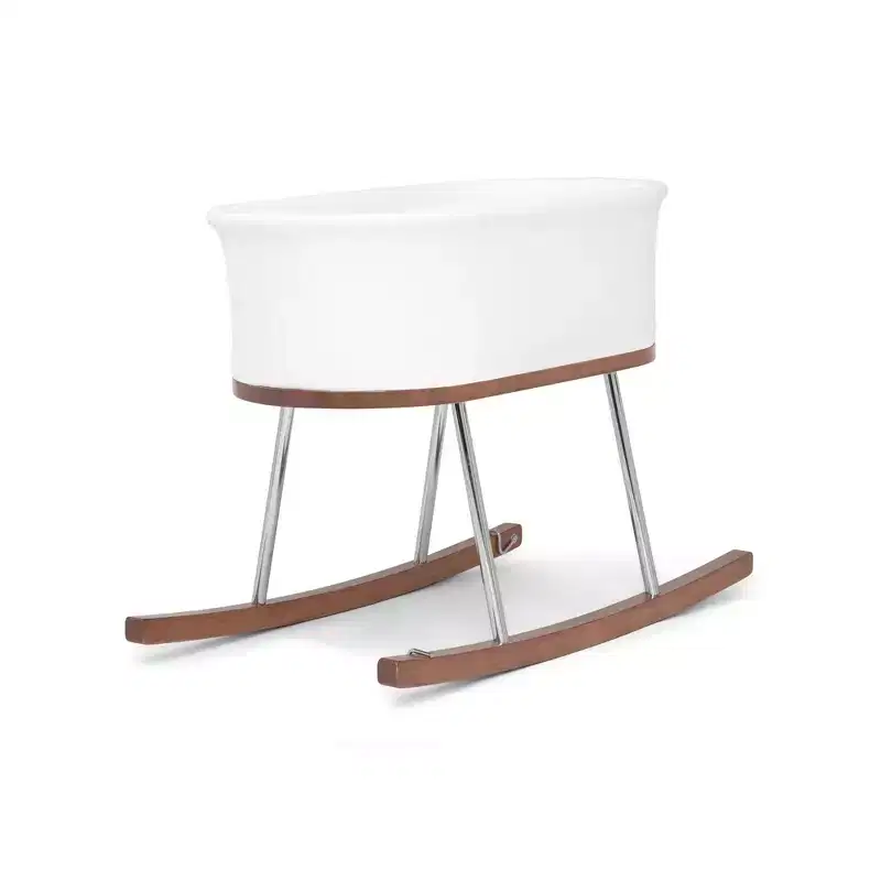 Delta Children Rockaway Rocking Bassinet with Solid Wood Feet, Ivory