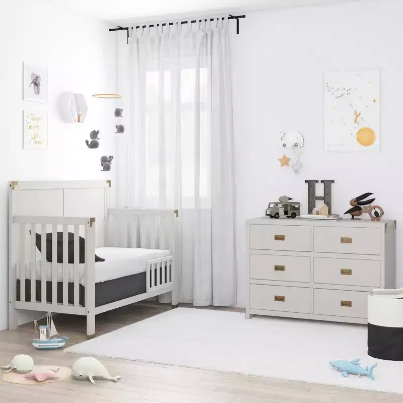 Crib Conversion Rail Wood Painted for Convertible Cribs