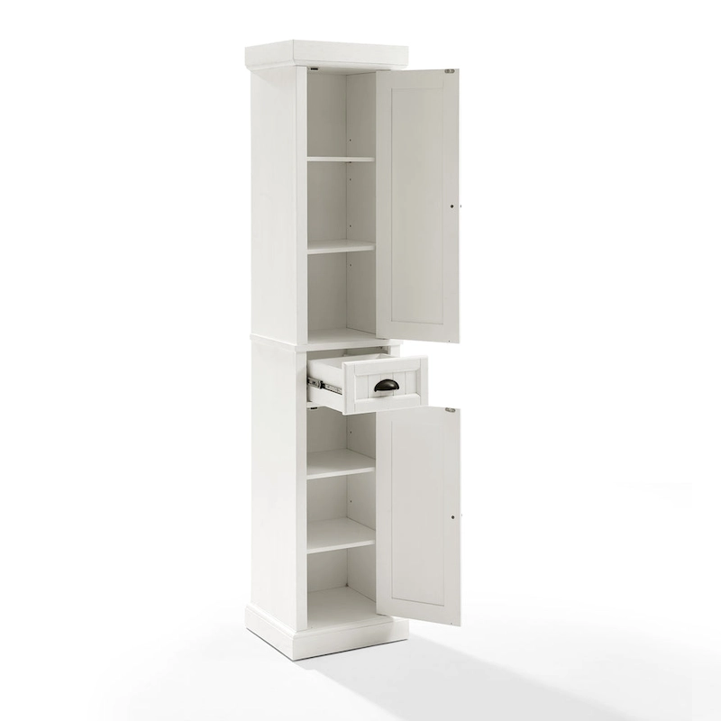 Crosley Seaside Tall Linen Cabinet Distressed White