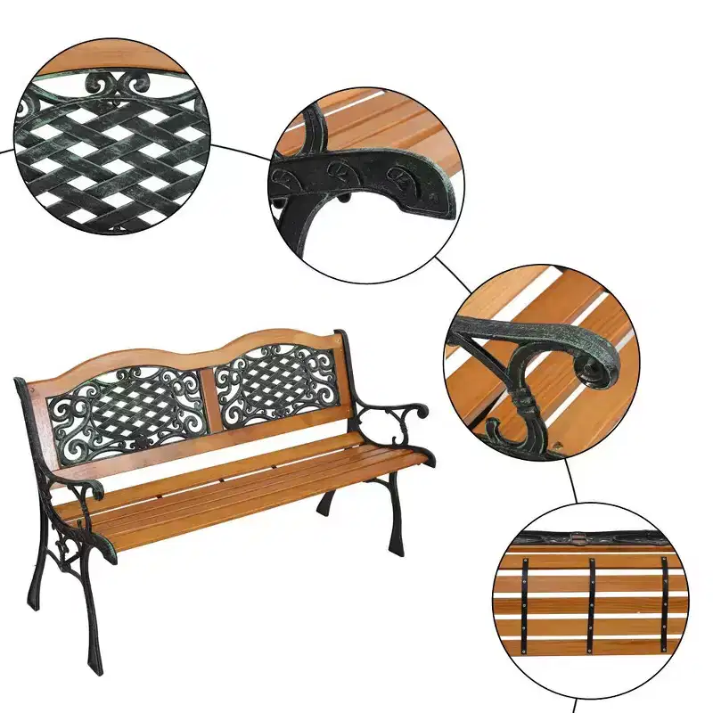 Karl Home | 49-In. Two-Person Metal and Wood Garden Bench