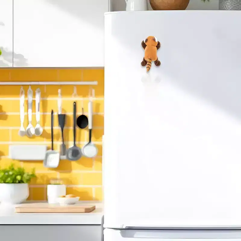 Unique Bargains Decorative Magnets Magnetic Fridge Irregular Shape Plush Large Raccoon Orange Yellow 1Pc