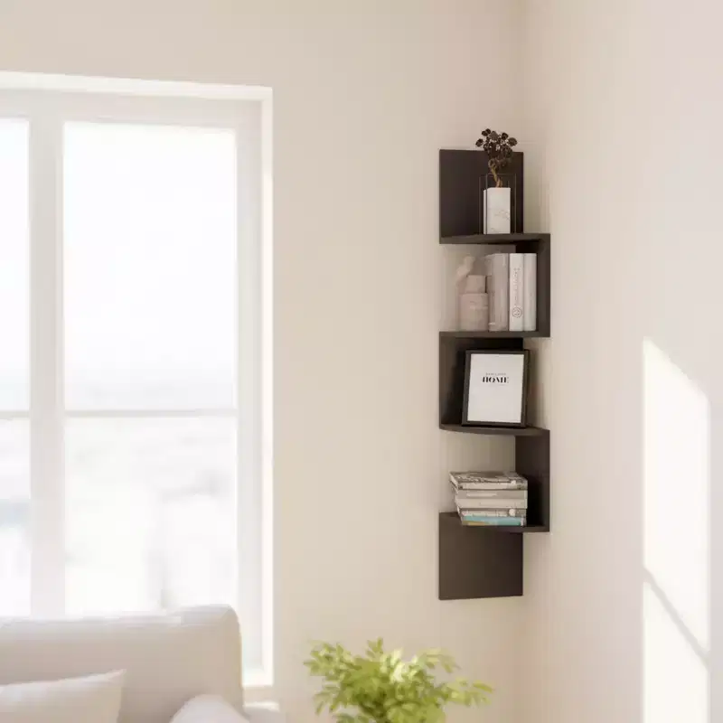 Modern 4-Tier Wall Mounted Corner Shelf, Space-Saving Display Storage