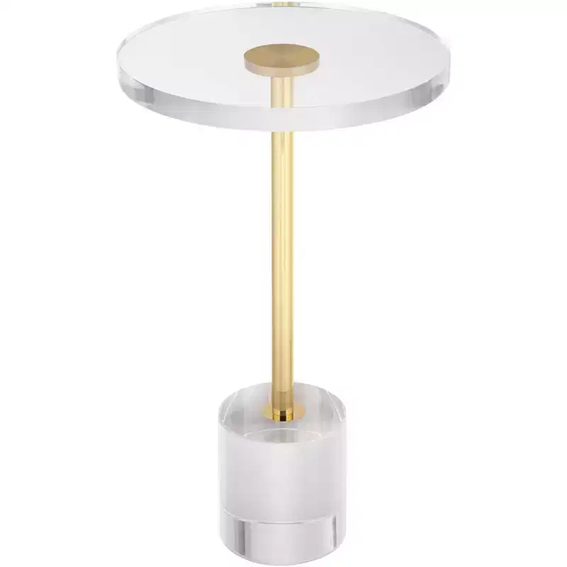 Gold & Clear Acrylic Round Side Table 14''W