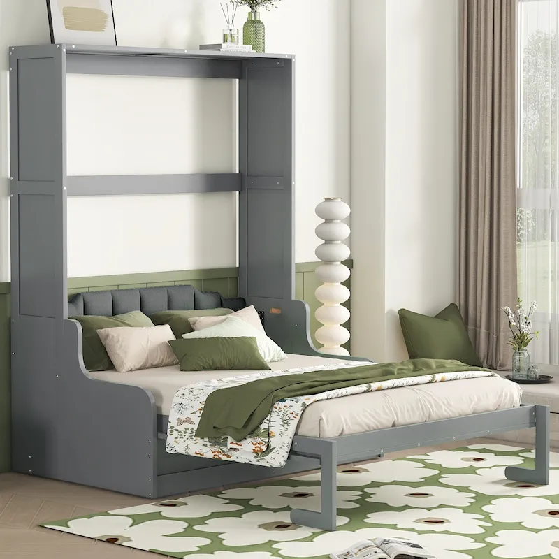 Wooden Murphy Bed Wall Bed with Cushion