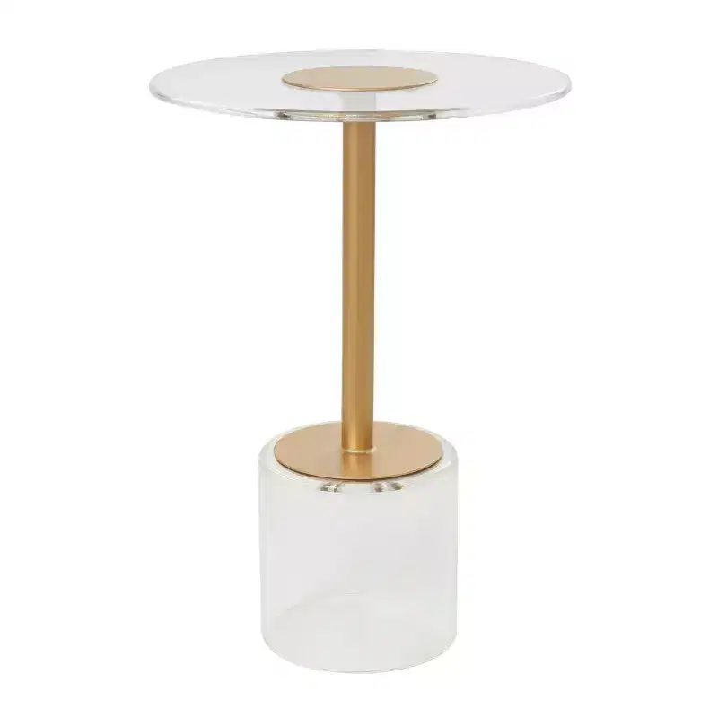 Olivia & May Acrylic Accent Table: Gold Stand, No Assembly, Indoor Use, Modern Style, 23" Height
