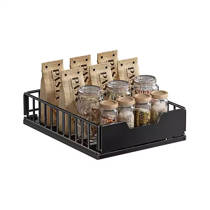 Pull Out Kitchen Cabinet Organizer, Pantry Pull Out Shelves, Metal Slide Out Storage Drawers, No Drill, for Cabinets & Bathroom