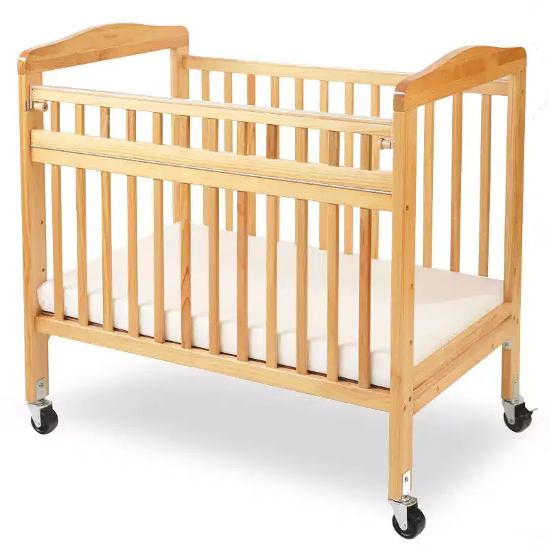 LA Baby Mini/Portable Non-folding Wooden Window Crib with Safety Gate